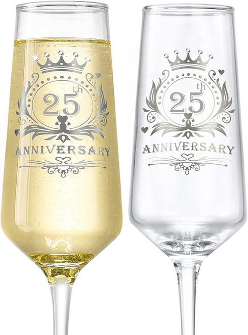 25th Wedding Anniversary Champagne Flutes Gift